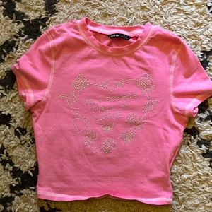 mini top light pink with diamond glittered rind stones